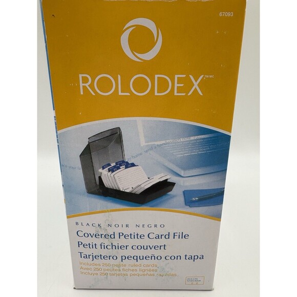 Rolodex Black Covered Petit Card File 250 Cards 2 1/4 in. x 4 in. New Open Box - Picture 6 of 9